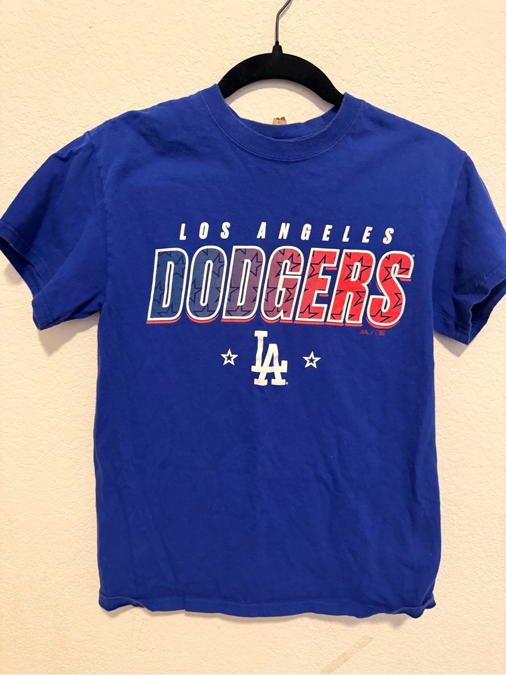 Majestic Los Angeles Dodgers Blue Graphic Tee with Red & White Accents